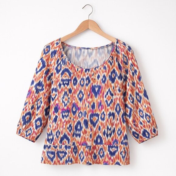CHICO'S Tribal Rendition 3/4 Sleeve Top - Size XL - Picture 1 of 6